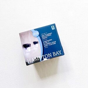 Hampton Bay LED Filament Solar Wall Fence Outdoor Lights Black 2-Pack 7 Lumens